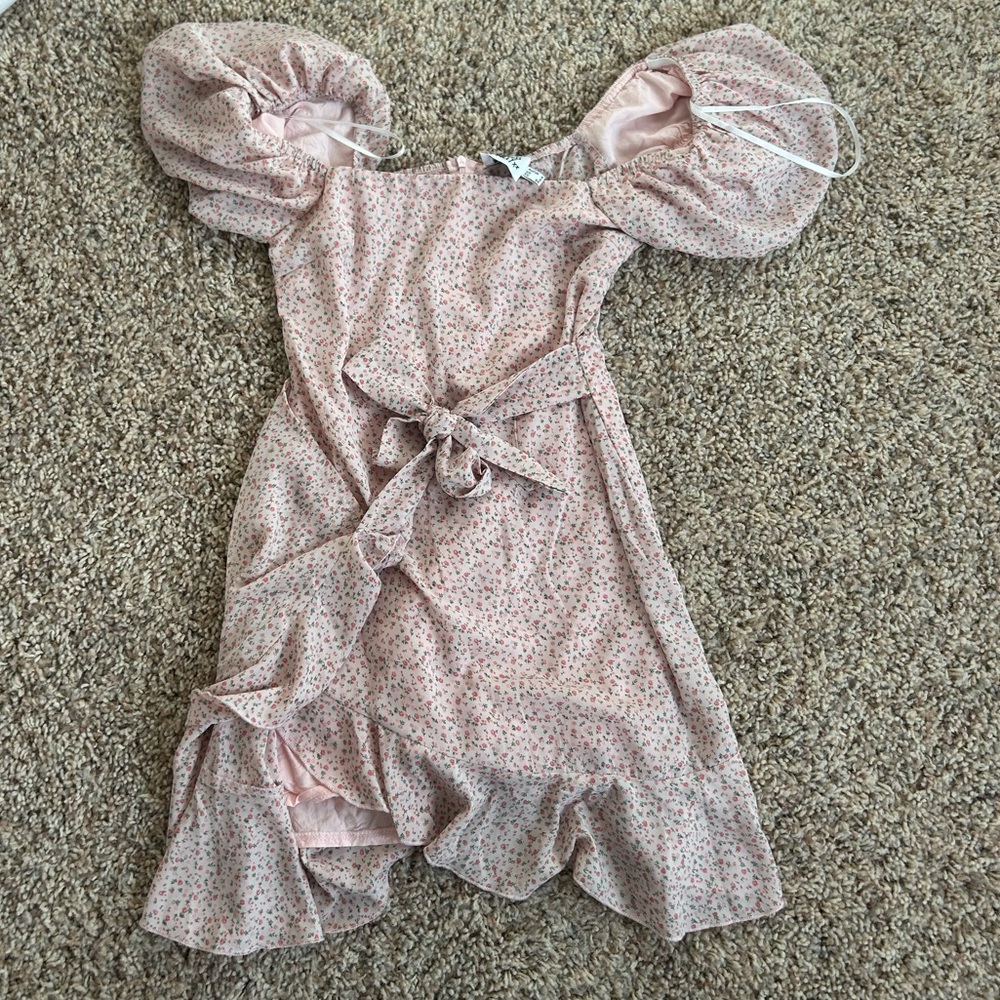 Pink floral princess Polly tie dress